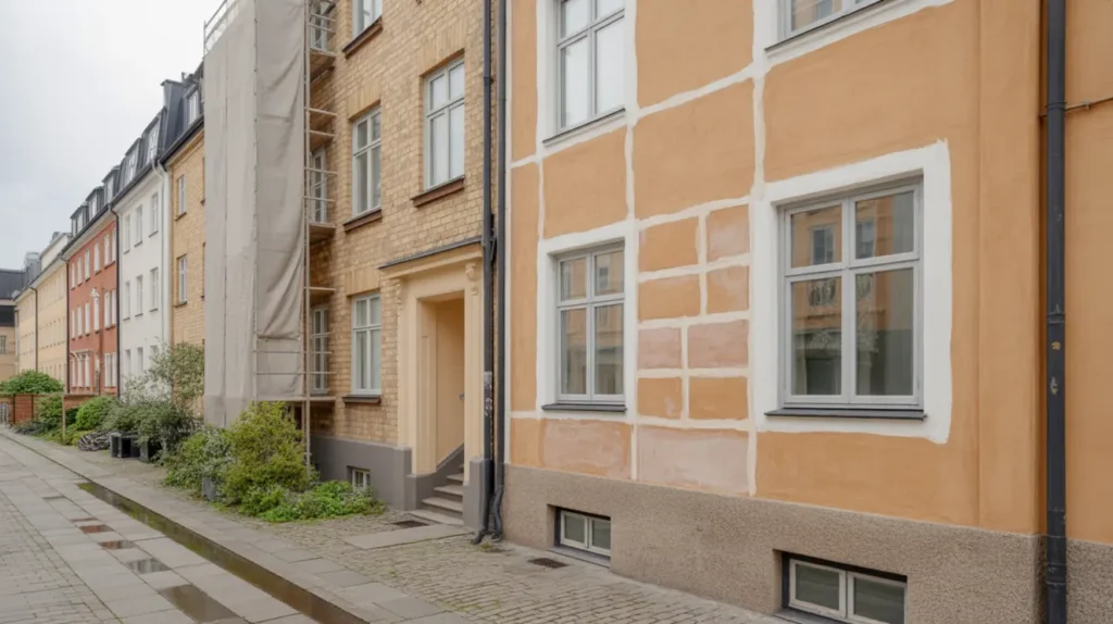 fasadrenovering i malm puts tegel och f rgval som h ller vid kusten